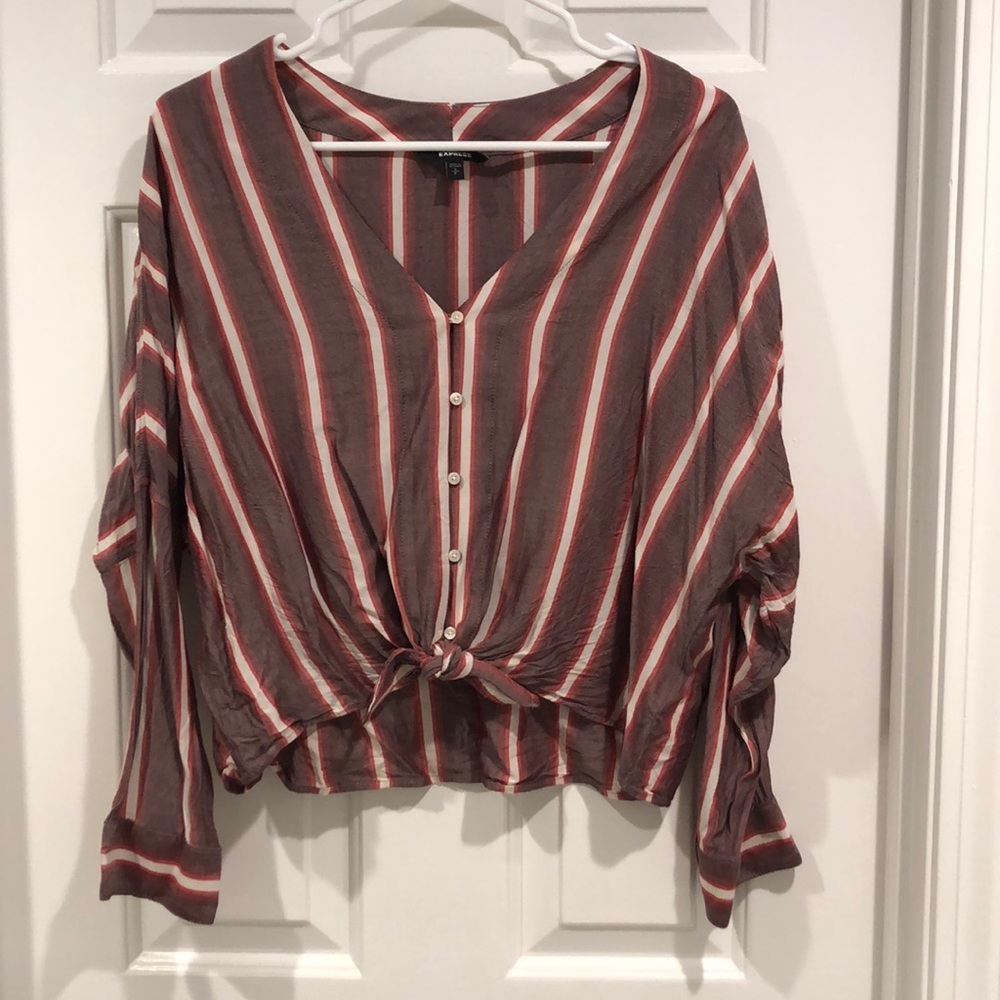 Striped Front Knot Top